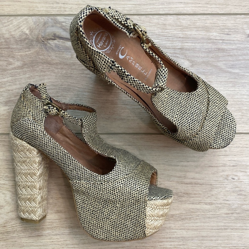 Jeffrey Campbell | Foxy Espadrille | Tweed Jute Platform Heels